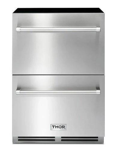 Thor Kitchen 24-Inch 5.4 cu. ft. Built-in Indoor/Outdoor Undercounter Double Drawer Refrigerator in Stainless Steel - TRF24U