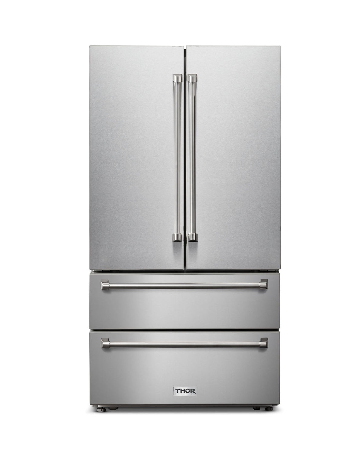 Thor Kitchen 4-Piece Appliance Package - 30-Inch Gas Range, French Door Refrigerator, Dishwasher, and Microwave Drawer in Stainless Steel