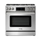 Thor Kitchen 4-Piece Appliance Package - 36-Inch Gas Range with Tilt Panel, French Door Refrigerator, Pro-Style Wall Mount Hood, and Dishwasher in Stainless Steel
