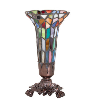 Meyda 8" High Stained Glass Pond Lily Victorian Accent Lamp - 10225