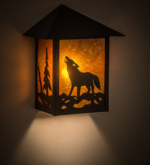 Meyda 9" Wide Seneca Wolf on the Loose Wall Sconce '109130