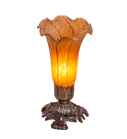 Meyda 8" High Amber Pond Lily Victorian Mini Lamp '11244