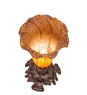 Meyda 8" High Amber Pond Lily Victorian Mini Lamp '11244