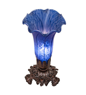 Meyda 8" High Blue Tiffany Pond Lily Victorian Accent Lamp '11262