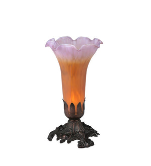 Meyda 8"H Amber/Purple Tiffany Pond Lily Accent Lamp '11295