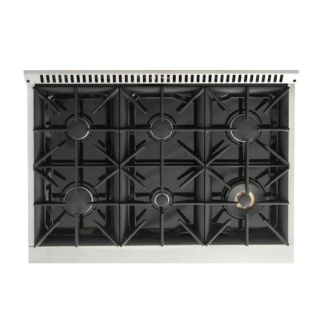 Kucht Signature 36-Inch Gas Range with Convection Oven in White with White Knob & Rose Gold Handle KNG361-W-ROSE