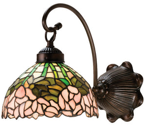 Meyda 8" Wide Tiffany Cabbage Rose Wall Sconce 18711