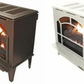 Buck Stove Townsend II in brown and in white, angled view