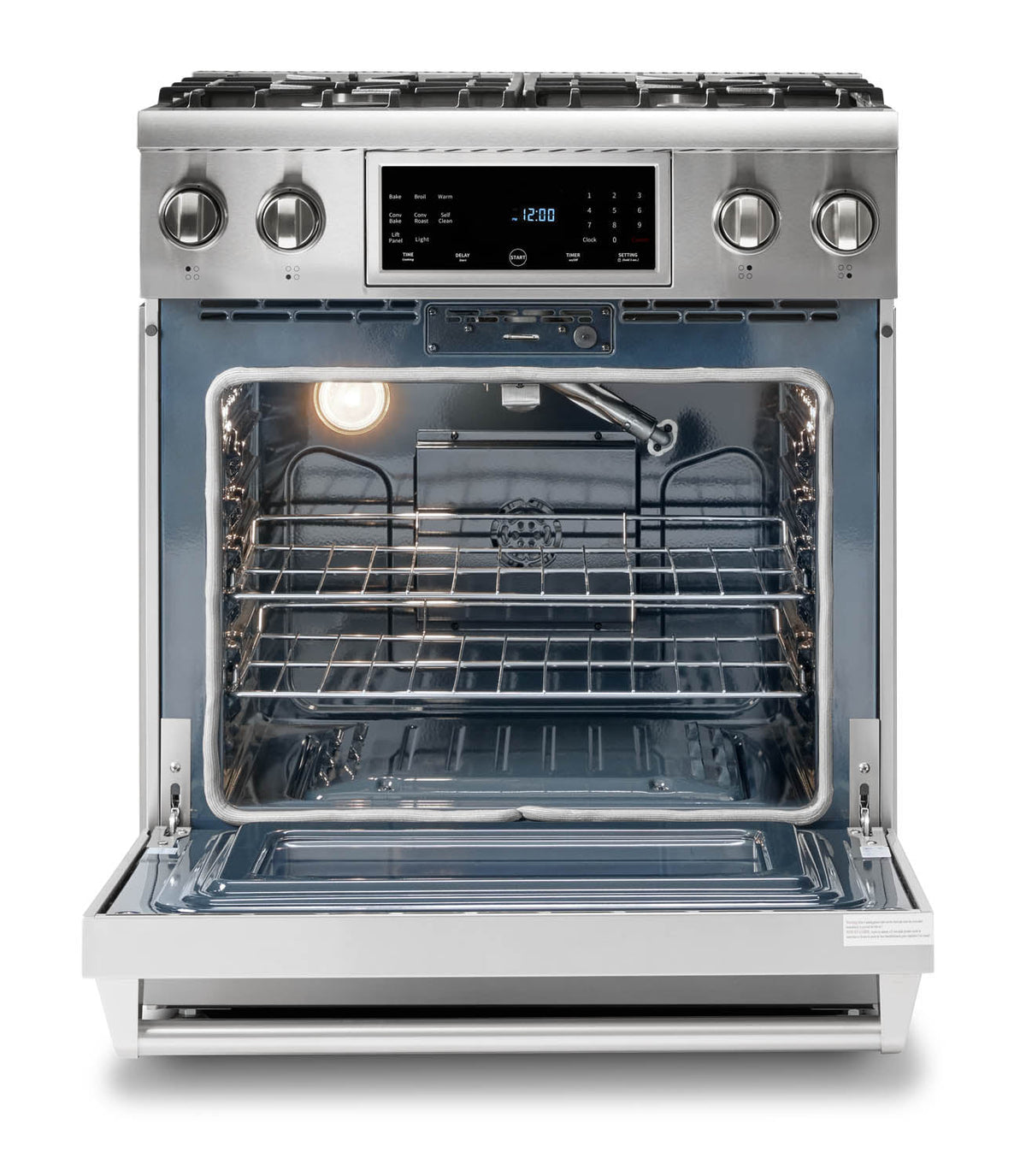 Thor Kitchen 5-Piece Appliance Package - 30-Inch Gas Range with Tilt Panel, Refrigerator with Water Dispenser, Wall Mount Hood, Dishwasher, & Microwave Drawer in Stainless Steel