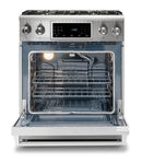 Thor Kitchen 4-Piece Appliance Package - 30-Inch Gas Range with Tilt Panel, Refrigerator with Water Dispenser, Dishwasher, & Microwave Drawer in Stainless Steel