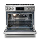 Thor Kitchen 4-Piece Appliance Package - 36-Inch Gas Range with Tilt Panel, French Door Refrigerator, Wall Mount Hood, and Dishwasher in Stainless Steel