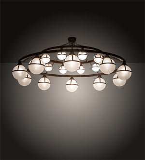 Meyda 84" Wide Bola Tavern 20 Light Two Tier Chandelier 200284