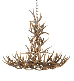 Meyda 52" Wide Antlers Mule Deer 12 Light Chandelier- 200432 - MyBBQDirect