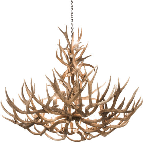 Meyda 52" Wide Antlers Mule Deer 12 Light Chandelier- 200432 - MyBBQDirect