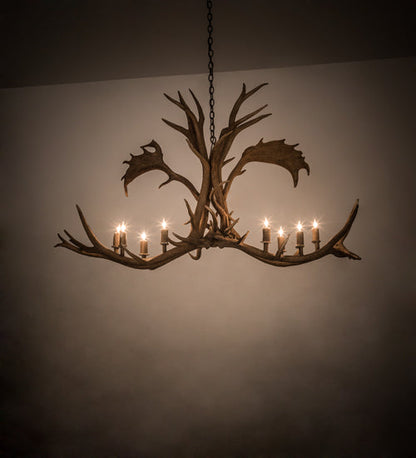 Meyda 64" Long Antlers Elk & Fallow Deer 8 Light Chandelier- 200454