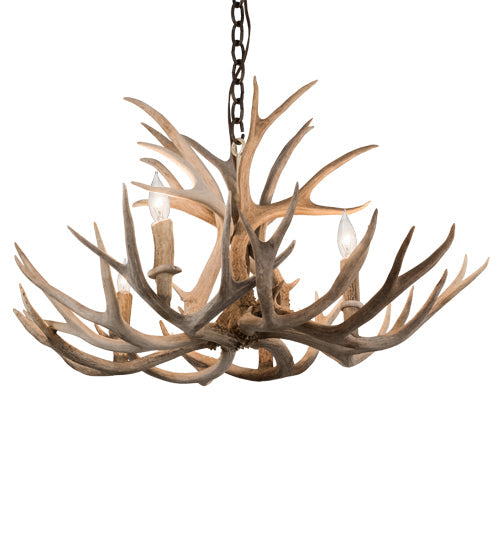 Meyda 30" Wide Antlers Mule Deer 4 Light Chandelier- 200455 - MyBBQDirect