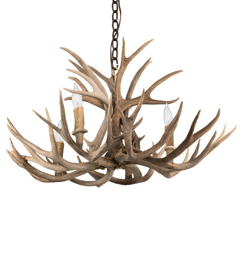 Meyda 30" Wide Antlers Mule Deer 4 Light Chandelier- 200455 - MyBBQDirect