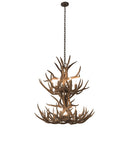 Meyda 34" Wide Antlers Mule Deer 12 LT Chandelier- 200460 - MyBBQDirect