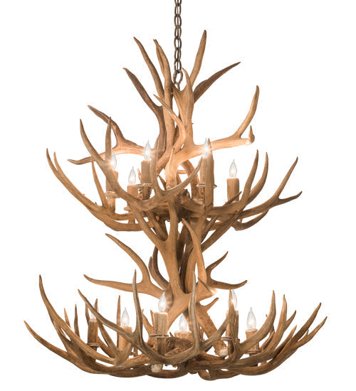 Meyda 34" Wide Antlers Mule Deer 12 LT Chandelier- 200460 - MyBBQDirect
