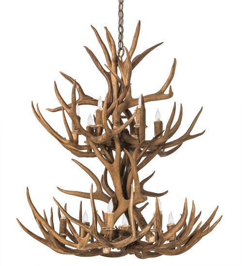 Meyda 34" Wide Antlers Mule Deer 12 LT Chandelier- 200460 - MyBBQDirect