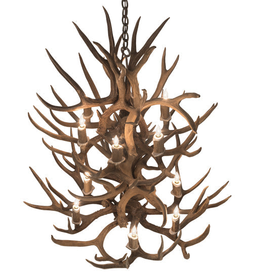 Meyda 34" Wide Antlers Mule Deer 12 LT Chandelier- 200460 - MyBBQDirect