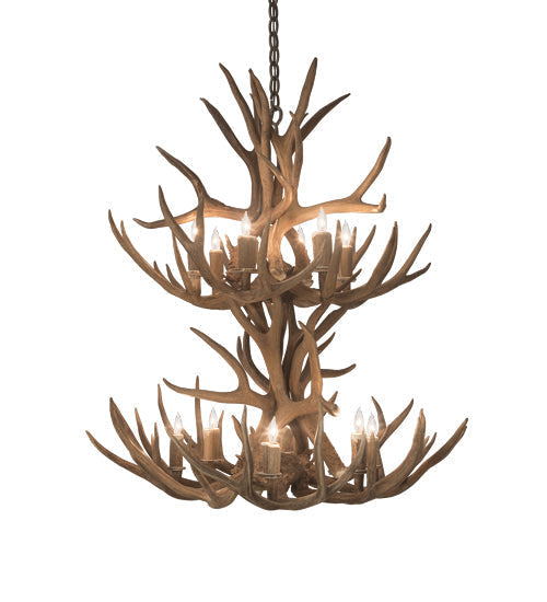 Meyda 34" Wide Antlers Mule Deer 12 LT Chandelier- 200460 - MyBBQDirect