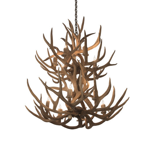Meyda 34" Wide Antlers Mule Deer 12 LT Chandelier- 200460 - MyBBQDirect