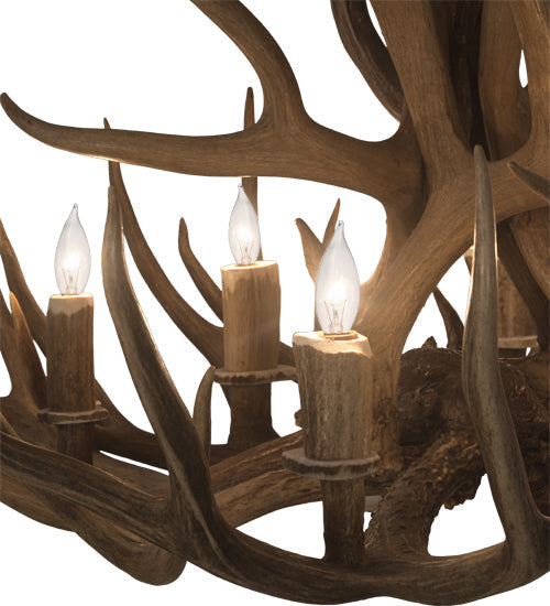 Meyda 34" Wide Antlers Mule Deer 12 LT Chandelier- 200460 - MyBBQDirect