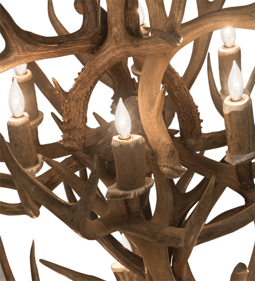 Meyda 34" Wide Antlers Mule Deer 12 LT Chandelier- 200460 - MyBBQDirect