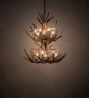 Meyda 34" Wide Antlers Mule Deer 12 LT Chandelier- 200460 - MyBBQDirect