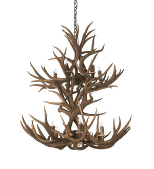Meyda 36" Wide Antlers Mule Deer 12 Light Chandelier- 200461 - MyBBQDirect