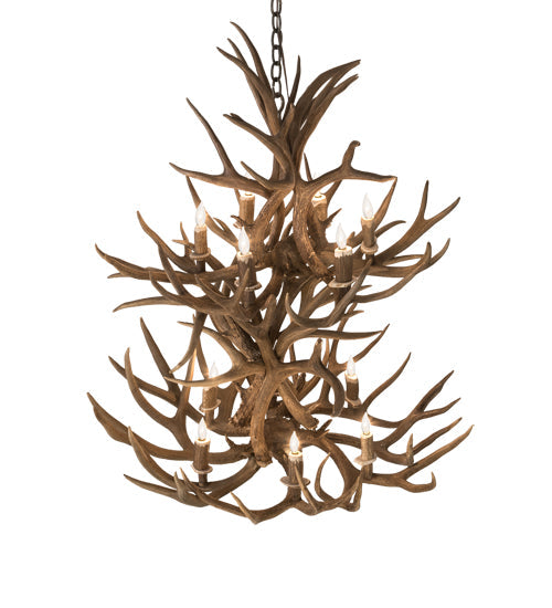 Meyda 36" Wide Antlers Mule Deer 12 Light Chandelier- 200461 - MyBBQDirect