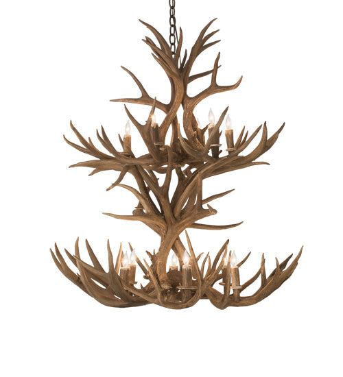 Meyda 36" Wide Antlers Mule Deer 12 Light Chandelier- 200461 - MyBBQDirect