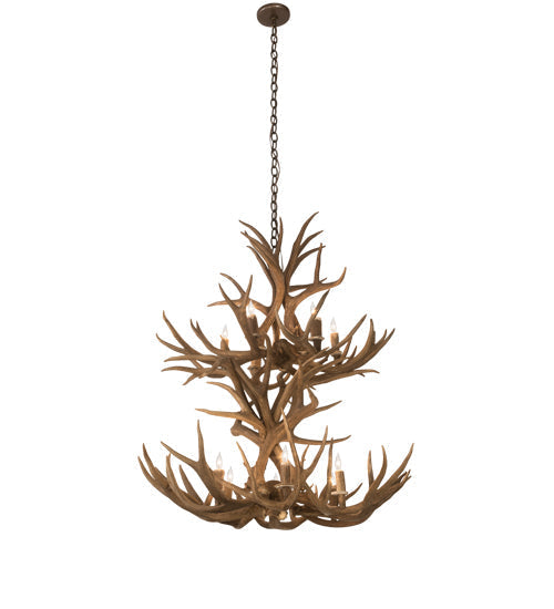 Meyda 36" Wide Antlers Mule Deer 12 Light Chandelier- 200461 - MyBBQDirect