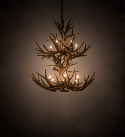 Meyda 36" Wide Antlers Mule Deer 12 Light Chandelier- 200461 - MyBBQDirect