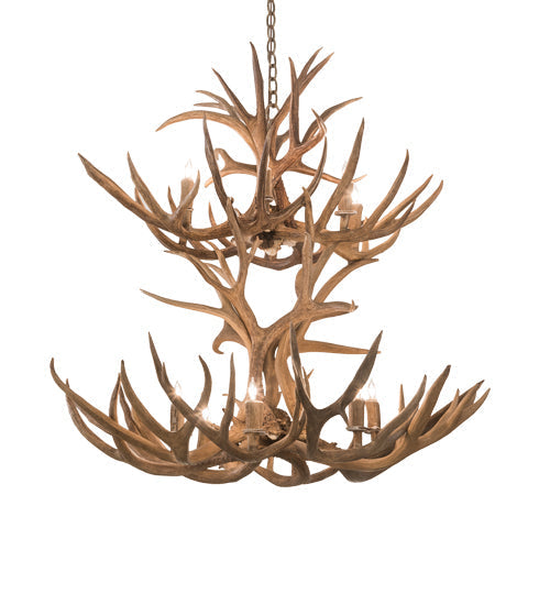 Meyda 42" Wide Antlers Mule Deer 12 Light Chandelier- 200463 - MyBBQDirect