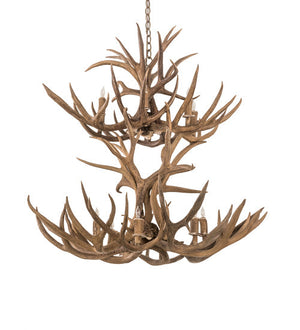Meyda 42" Wide Antlers Mule Deer 12 Light Chandelier- 200463 - MyBBQDirect