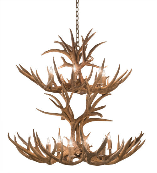 Meyda 42" Wide Antlers Mule Deer 12 Light Chandelier- 200463 - MyBBQDirect