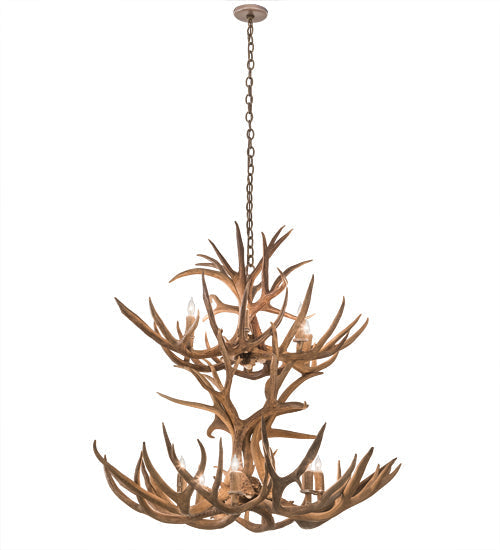 Meyda 42" Wide Antlers Mule Deer 12 Light Chandelier- 200463 - MyBBQDirect