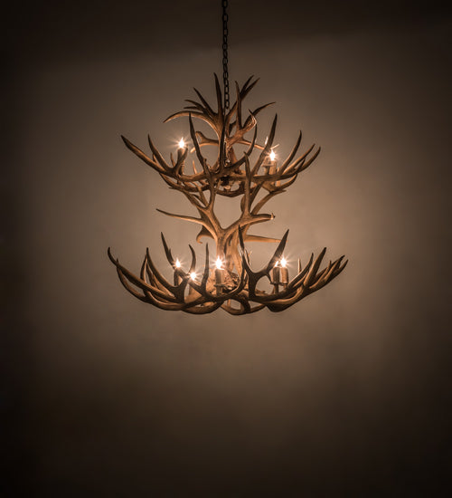 Meyda 42" Wide Antlers Mule Deer 12 Light Chandelier- 200463 - MyBBQDirect