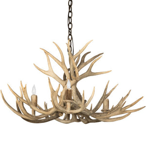 Meyda 32" Wide Antlers Mule Deer 4 Light Chandelier- 200464 - MyBBQDirect