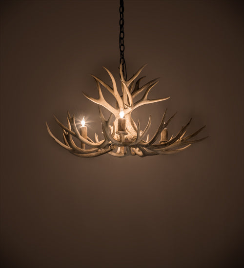 Meyda 32" Wide Antlers Mule Deer 4 Light Chandelier- 200464 - MyBBQDirect