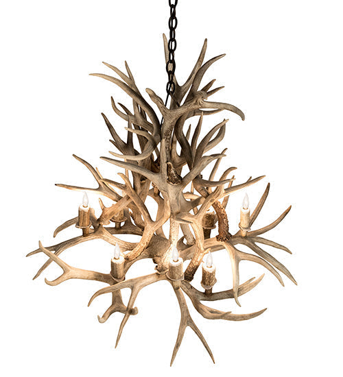 Meyda 38" Wide Antlers Mule Deer 8 Light Chandelier- 200465 - MyBBQDirect
