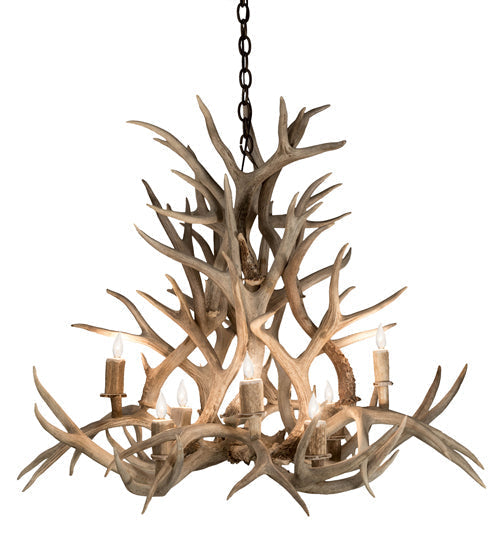 Meyda 38" Wide Antlers Mule Deer 8 Light Chandelier- 200465 - MyBBQDirect