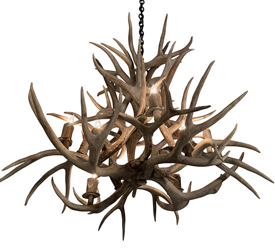 Meyda 38" Wide Antlers Mule Deer 8 Light Chandelier- 200465 - MyBBQDirect