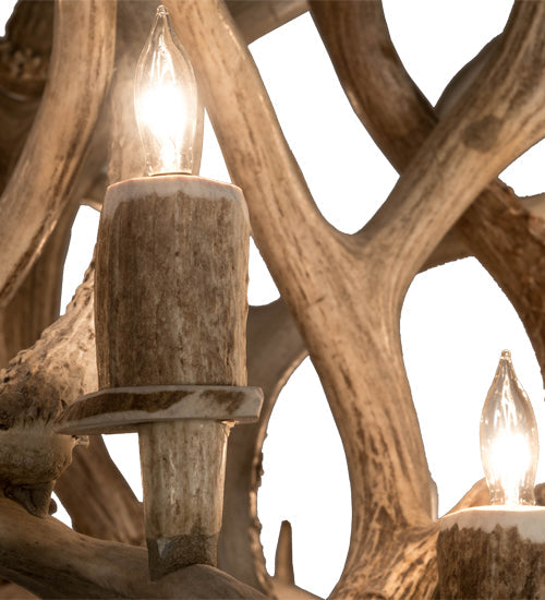 Meyda 38" Wide Antlers Mule Deer 8 Light Chandelier- 200465 - MyBBQDirect