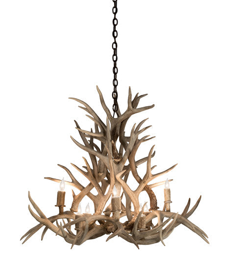Meyda 38" Wide Antlers Mule Deer 8 Light Chandelier- 200465 - MyBBQDirect