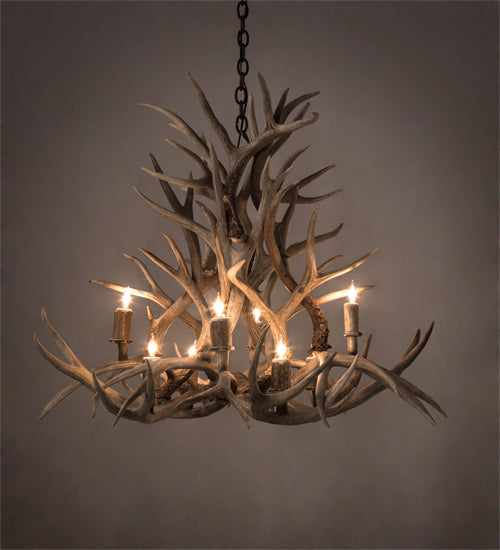 Meyda 38" Wide Antlers Mule Deer 8 Light Chandelier- 200465 - MyBBQDirect