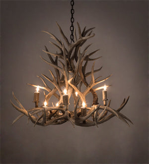 Meyda 38" Wide Antlers Mule Deer 8 Light Chandelier- 200465 - MyBBQDirect