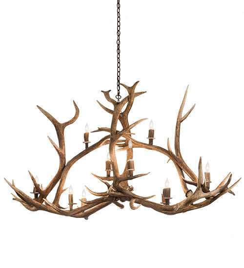 Meyda 70" Long Antlers Elk 10 Light Oblong Chandelier- 200466 - MyBBQDirect